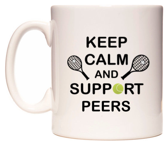 This mug features Keep Calm And Support Peers
