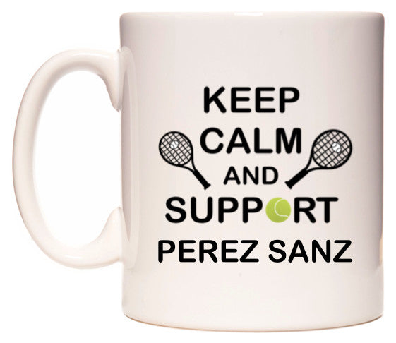 This mug features Keep Calm And Support Perez Sanz