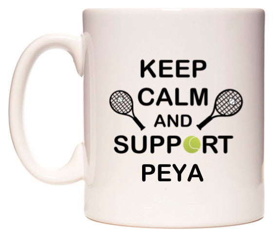 This mug features Keep Calm And Support Peya