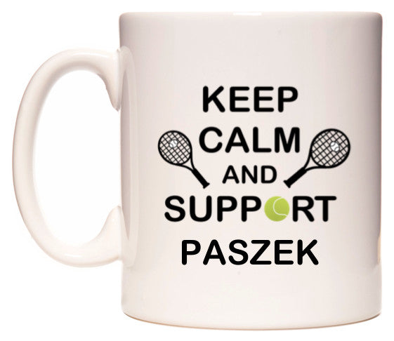 This mug features Keep Calm And Support Paszek