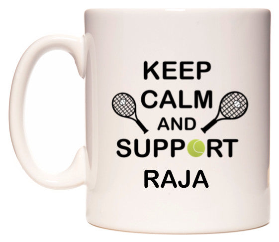 This mug features Keep Calm And Support Raja