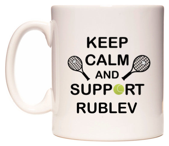 This mug features Keep Calm And Support Rublev