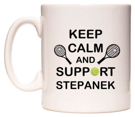 This mug features Keep Calm And Support Stepanek
