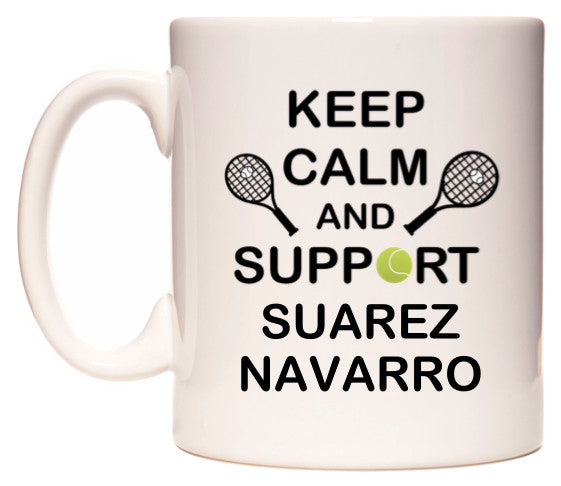 This mug features Keep Calm And Support Suarez Navarro