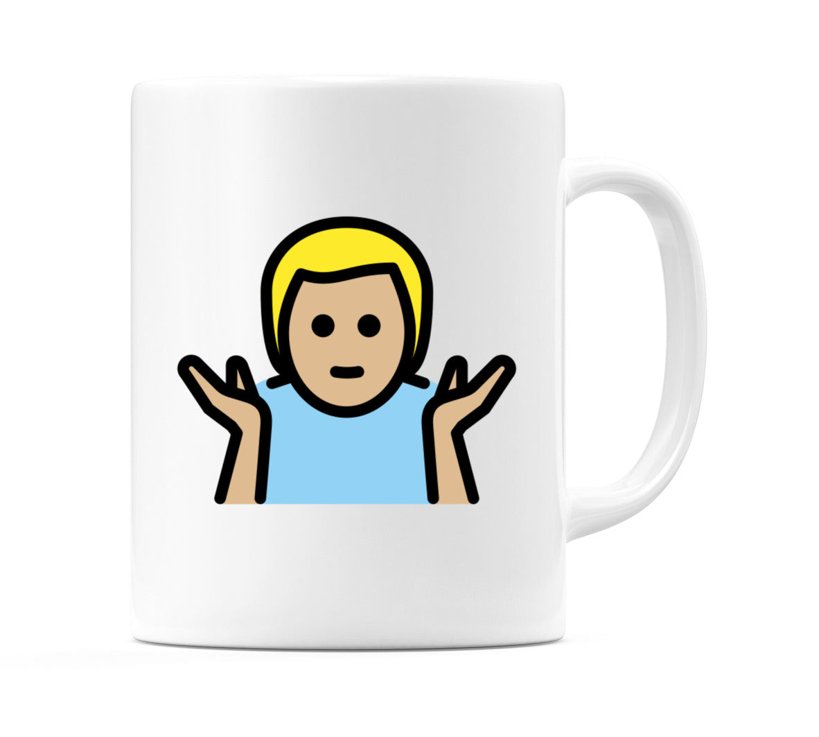 Male Shrugging: Medium-Light Skin Tone Emoji Mug