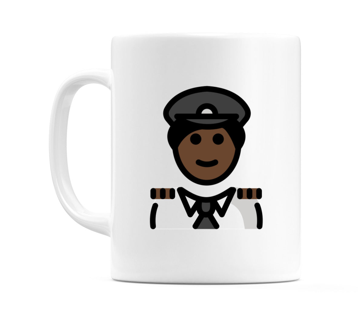 Male Pilot: Dark Skin Tone Emoji Mug