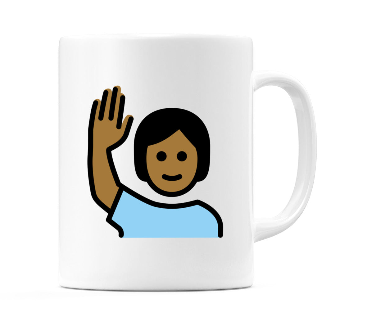 Person Raising Hand: Medium-Dark Skin Tone Emoji Mug