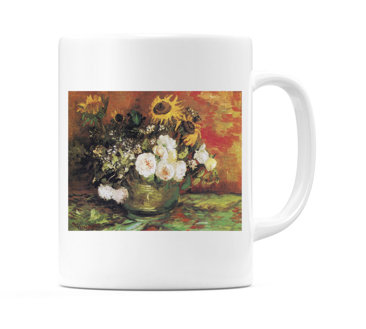 Bowl With Sunflowers Roses And Other Flowers (1886) Mug