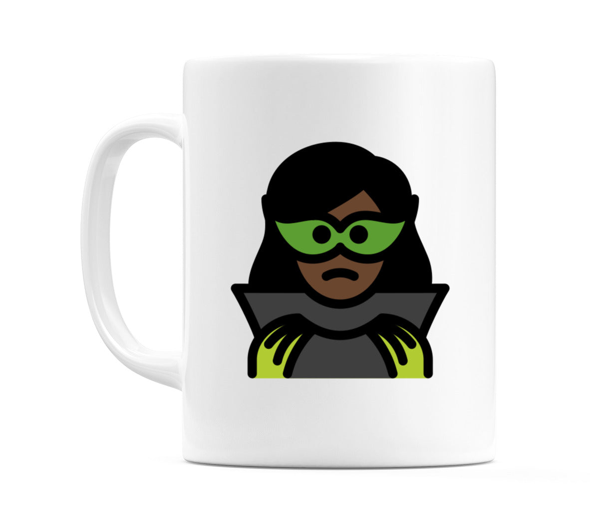 Female Supervillain: Dark Skin Tone Emoji Mug