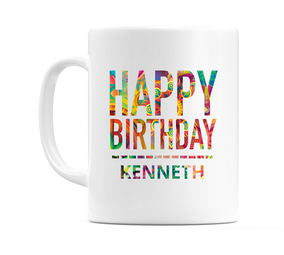 Happy Birthday Kenneth (Tie Dye Effect) Mug Cup by WeDoMugs