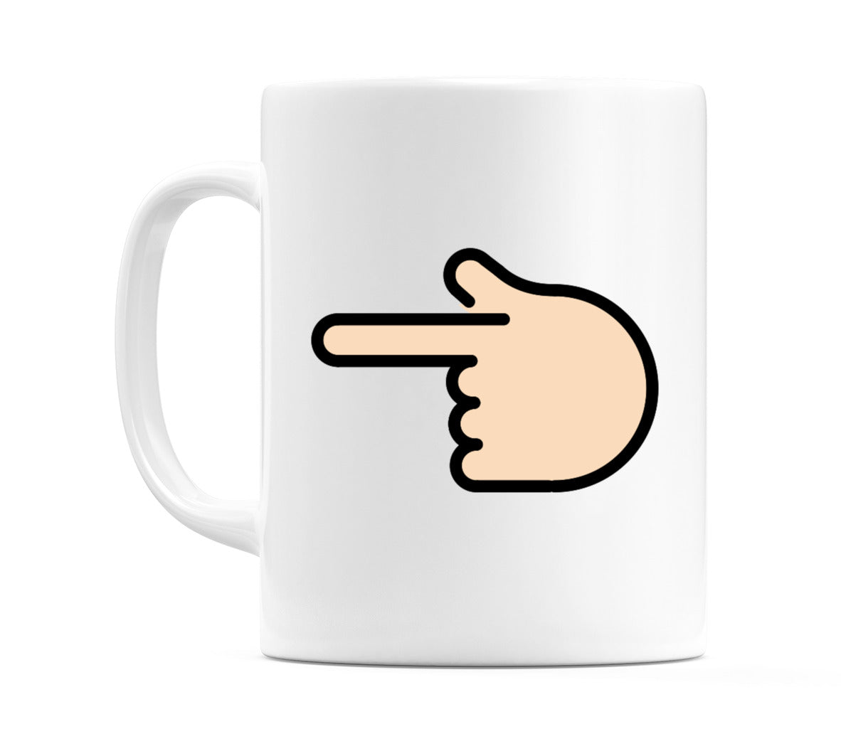 Backhand Index Pointing Left: Light Skin Tone Emoji Mug