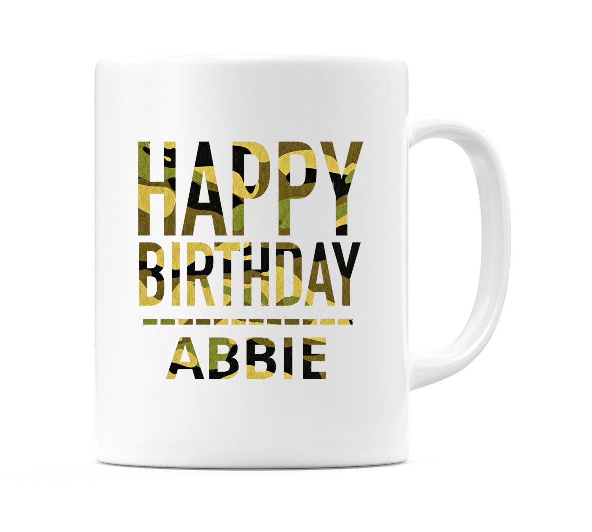 Happy Birthday Abbie (Camo) Mug Cup by WeDoMugs