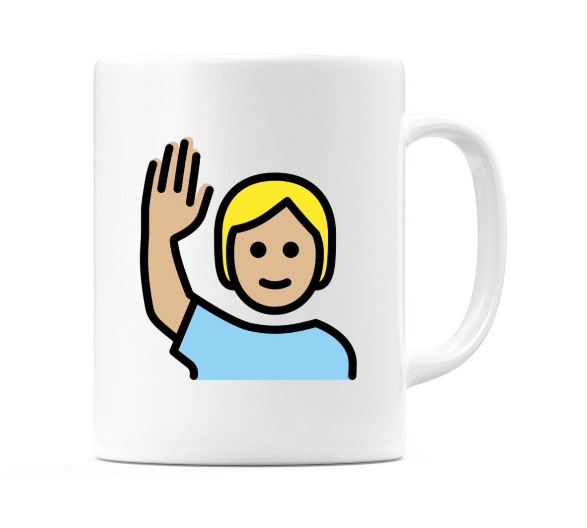 Person Raising Hand: Medium-Light Skin Tone Emoji Mug