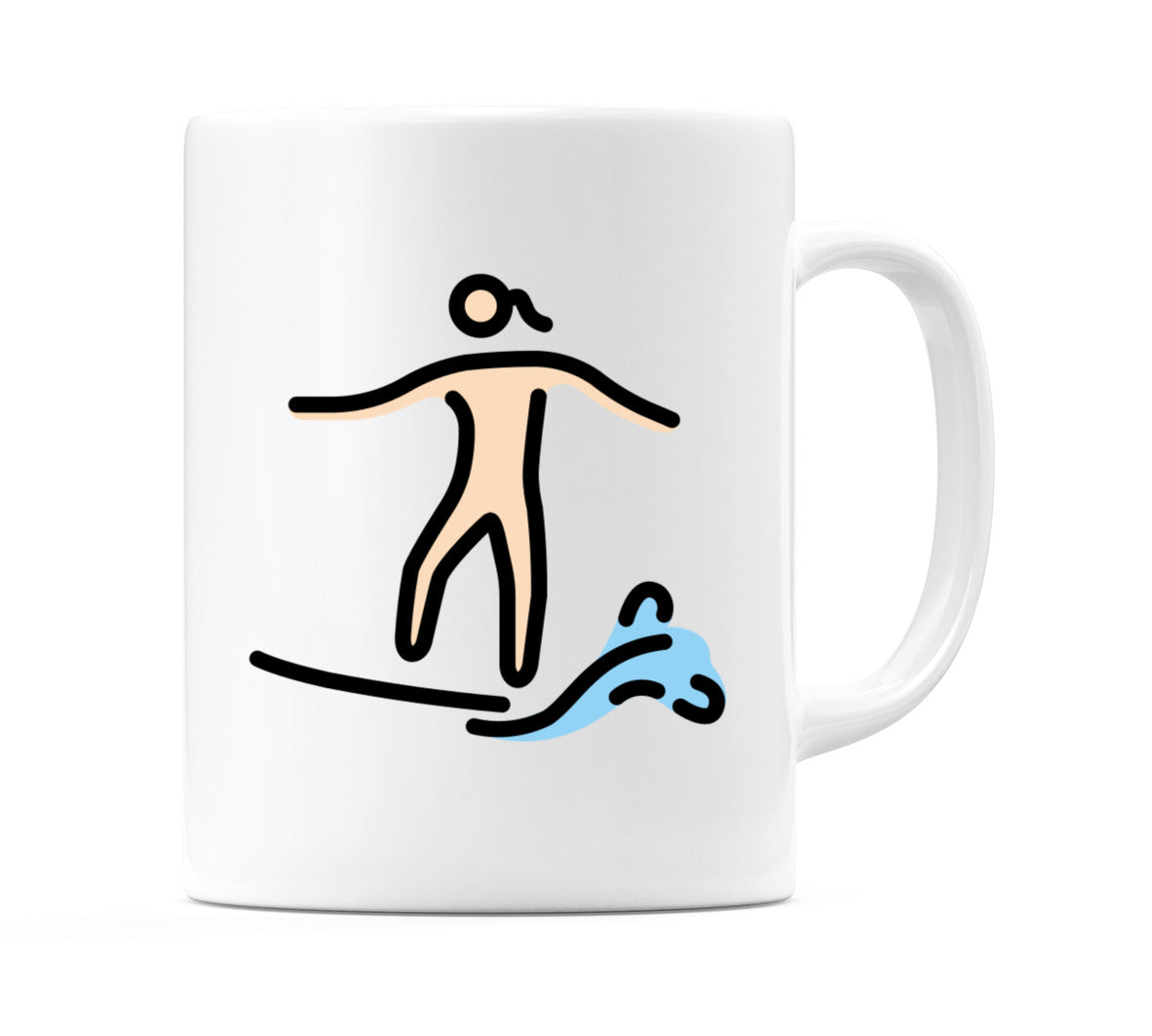 Female Surfing: Light Skin Tone Emoji Mug