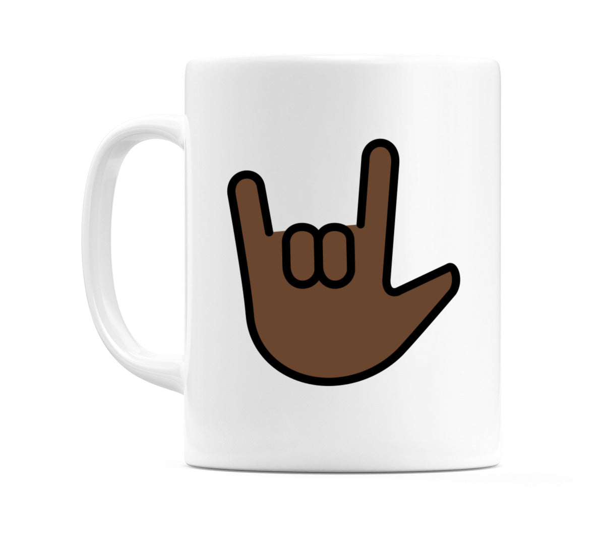Love-You Gesture: Dark Skin Tone Emoji Mug