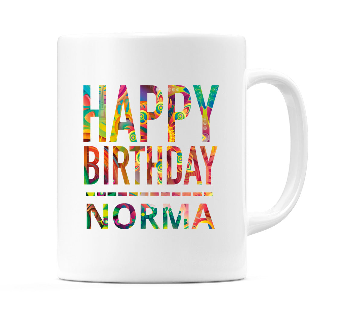 Happy Birthday Norma (Tie Dye Effect) Mug Cup by WeDoMugs
