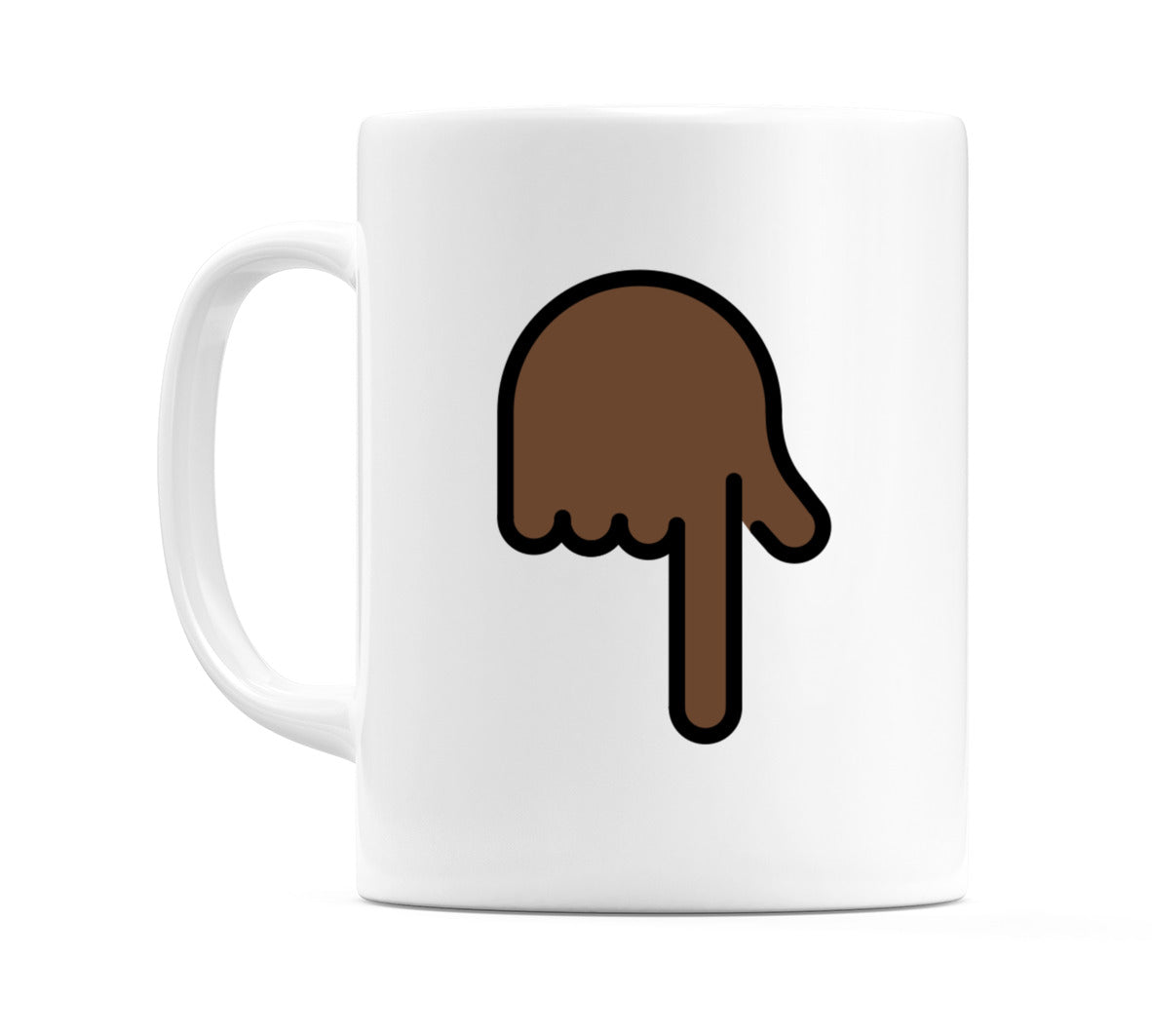 Backhand Index Pointing Down: Dark Skin Tone Emoji Mug