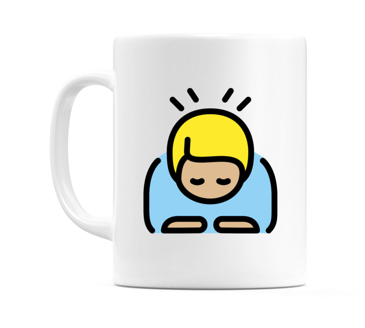 Male Bowing: Medium-Light Skin Tone Emoji Mug
