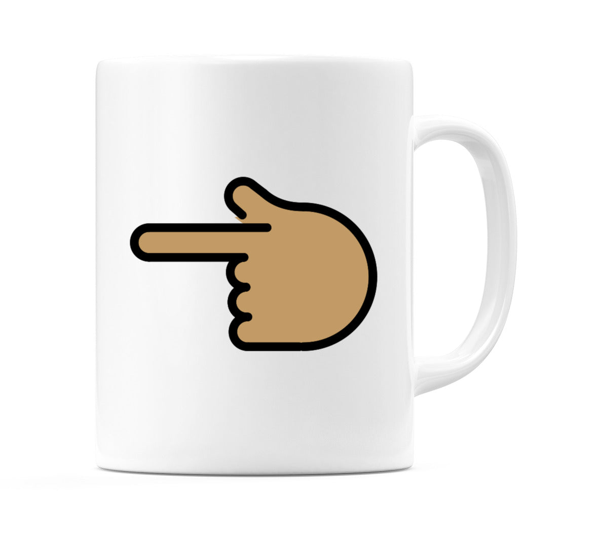 Backhand Index Pointing Left: Medium Skin Tone Emoji Mug
