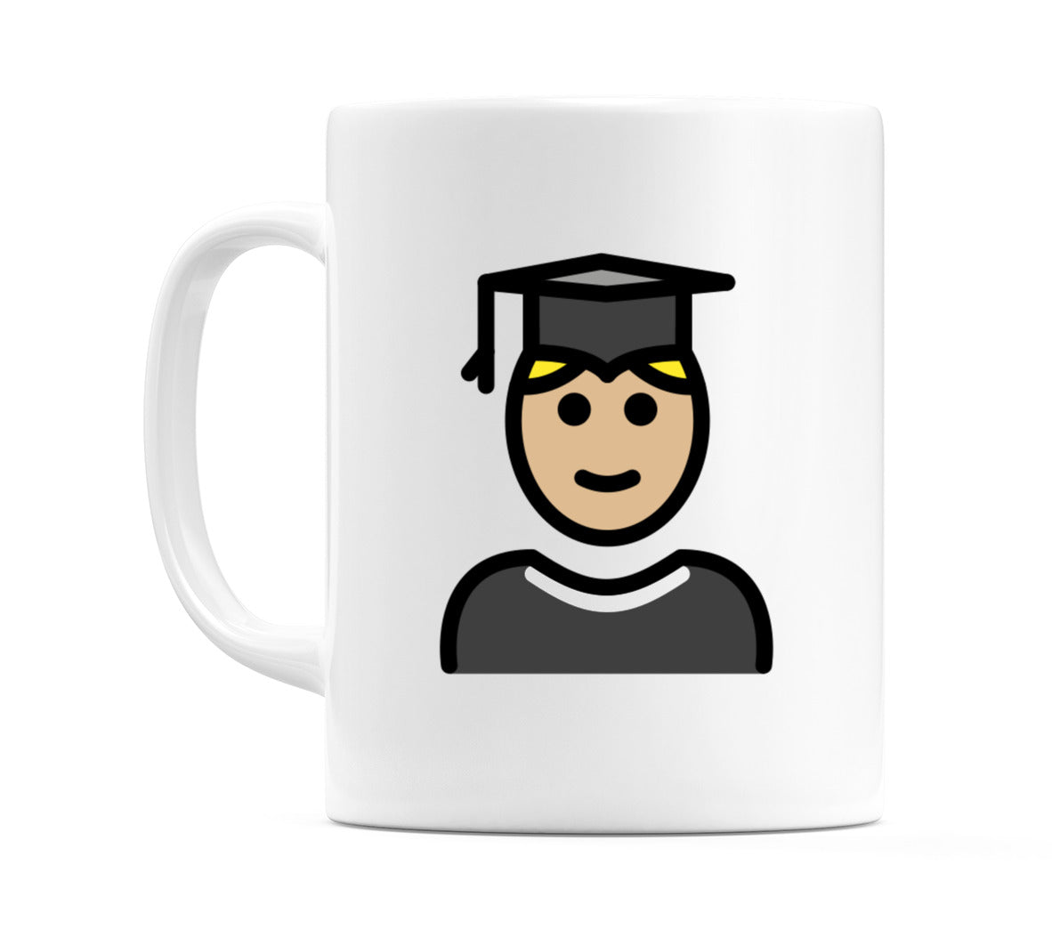 Male Student: Medium-Light Skin Tone Emoji Mug