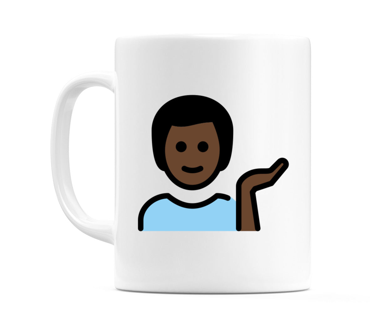 Male Tipping Hand: Dark Skin Tone Emoji Mug