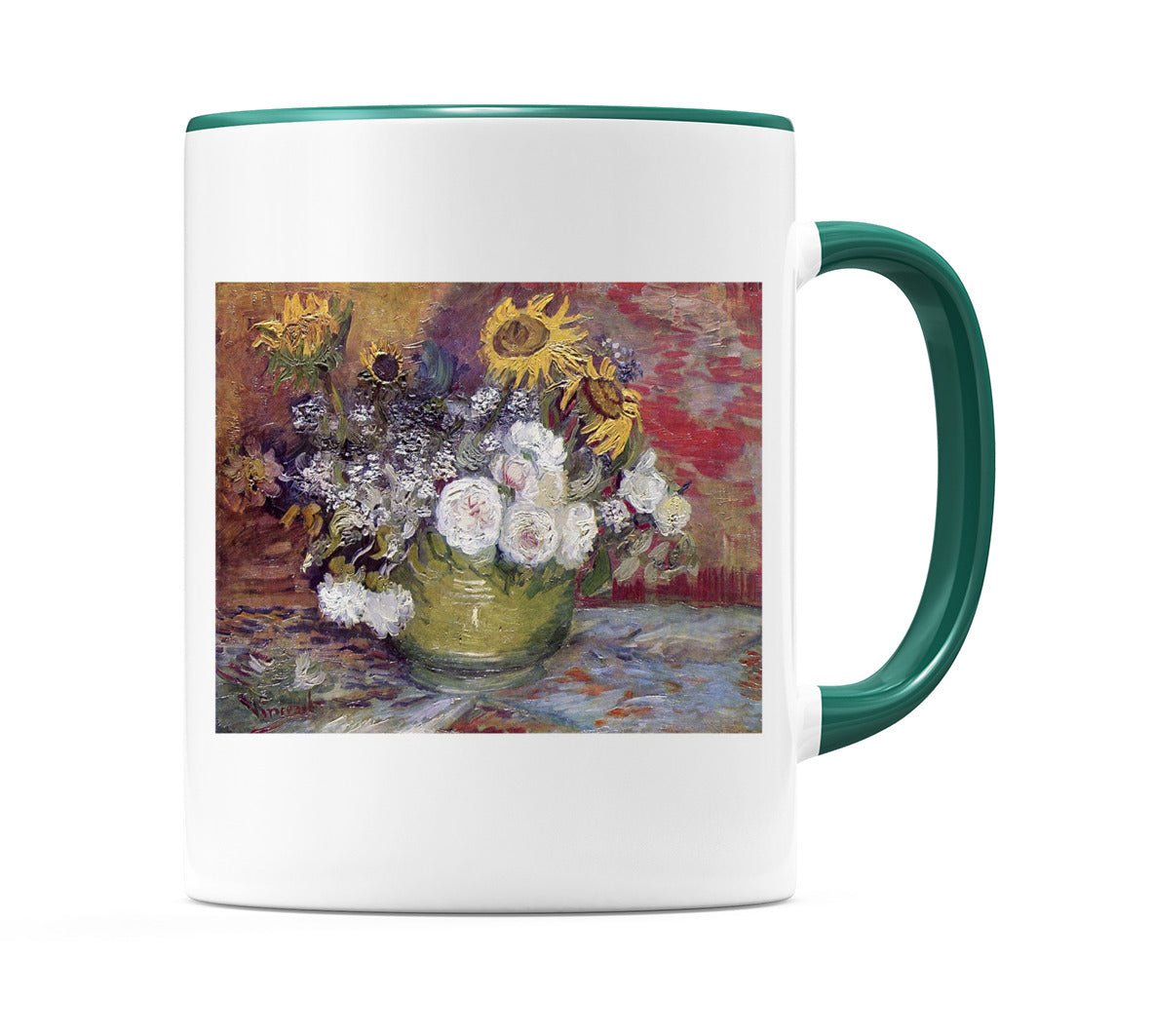Bowl With Sunflowers Roses And Other Flowers (1886) Mug