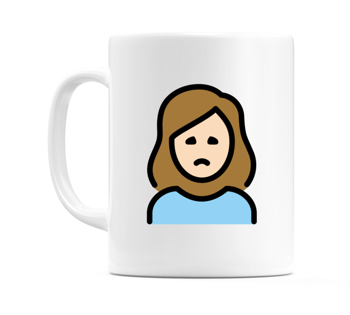 Female Frowning: Light Skin Tone Emoji Mug
