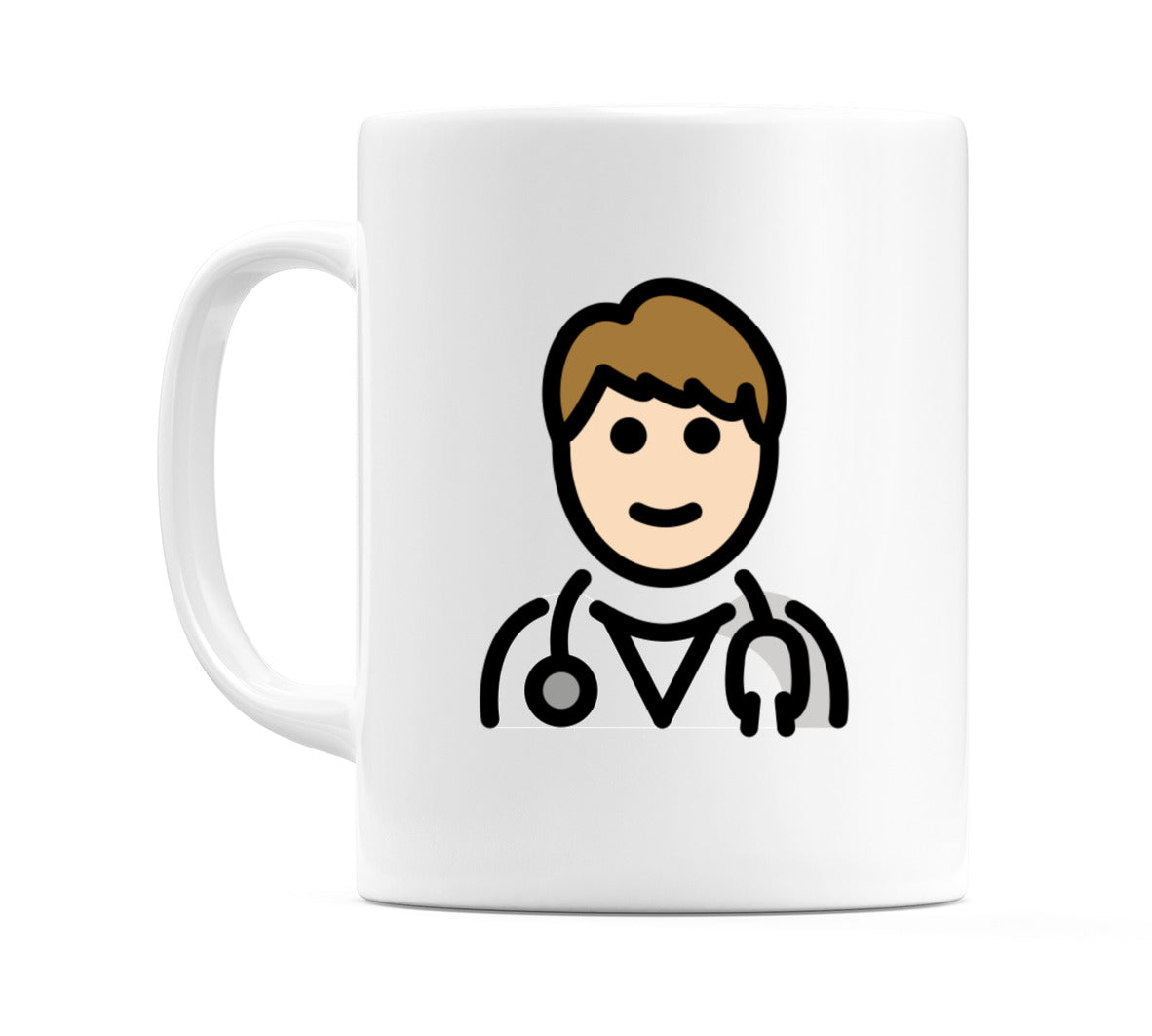 Male Health Worker: Light Skin Tone Emoji Mug