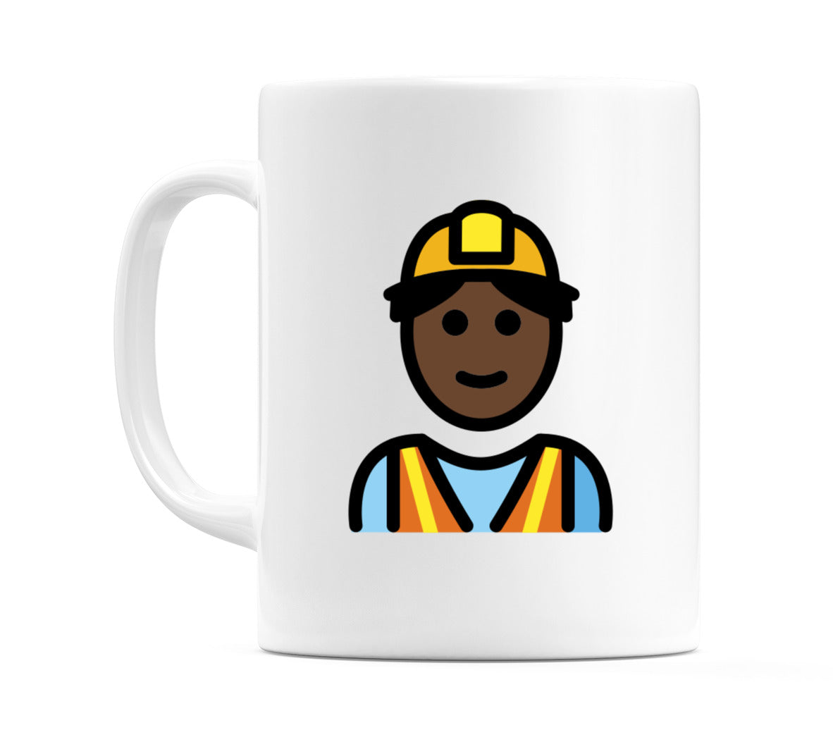 Male Construction Worker: Dark Skin Tone Emoji Mug
