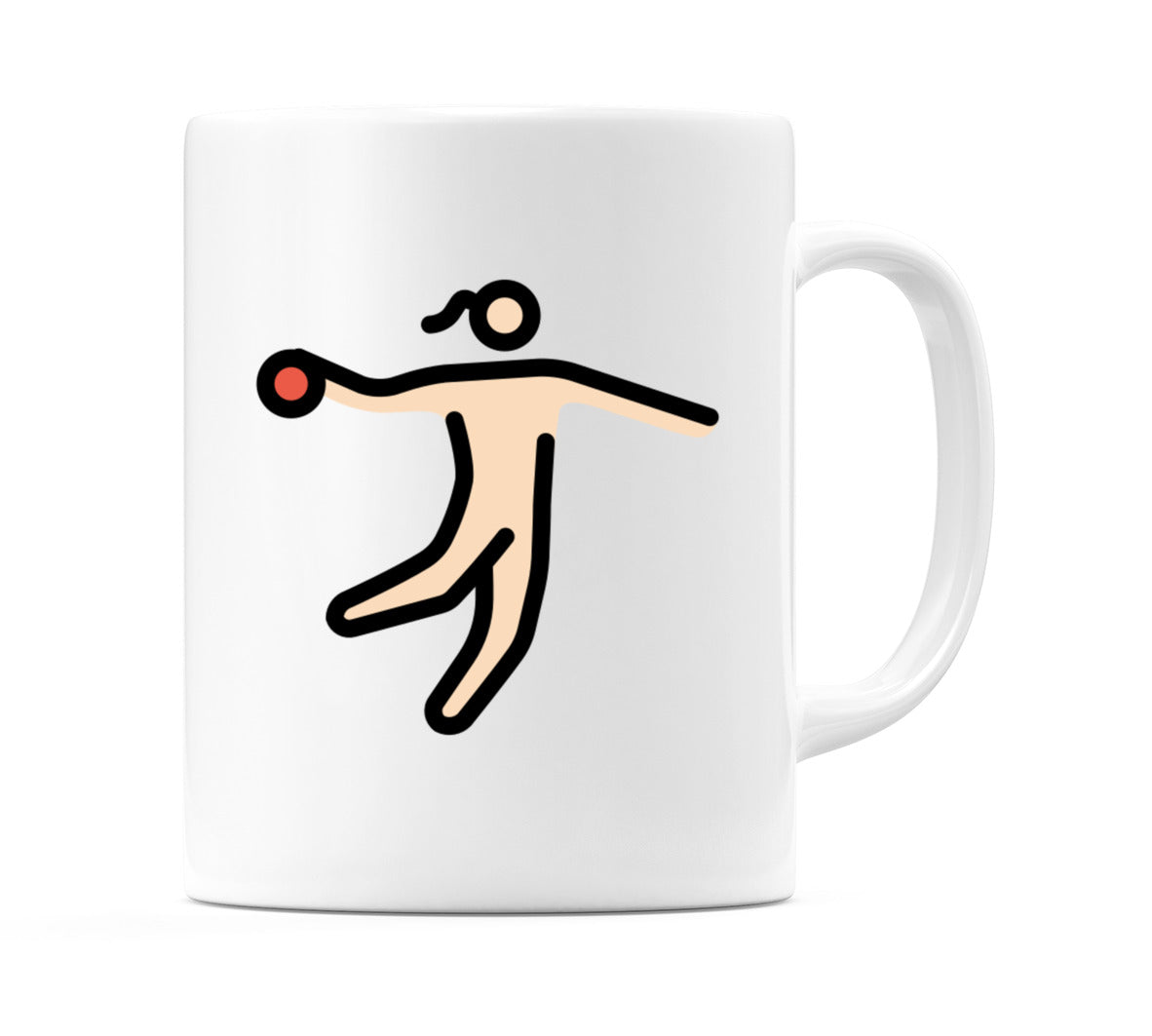 Female Playing Handball: Light Skin Tone Emoji Mug