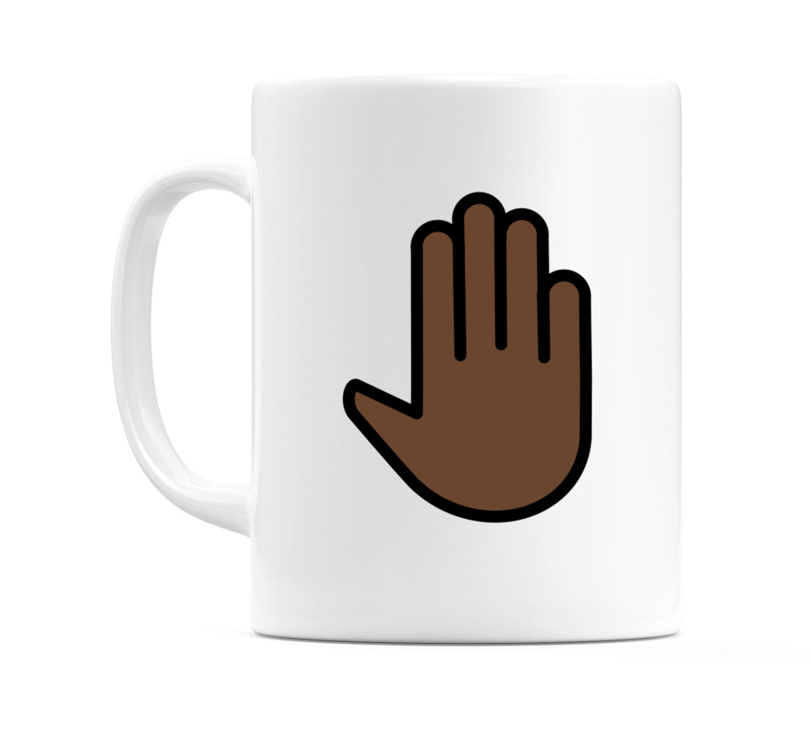 Raised Back Of Hand: Dark Skin Tone Emoji Mug