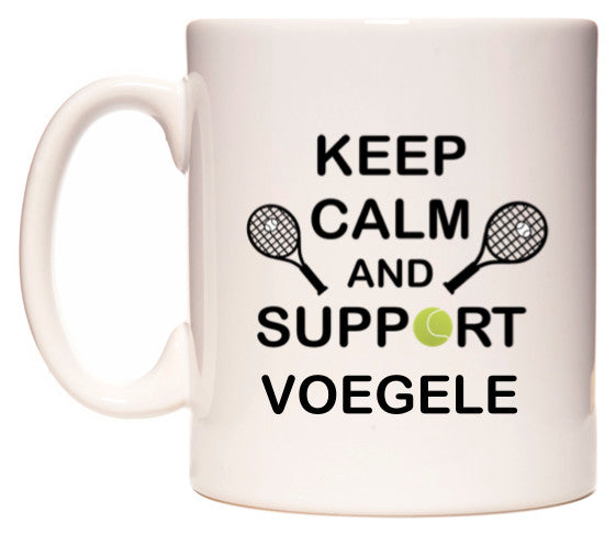 This mug features Keep Calm And Support Voegele