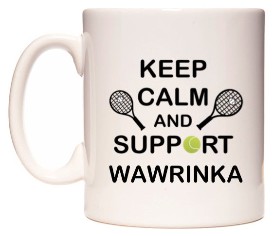This mug features Keep Calm And Support Wawrinka