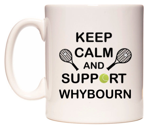 This mug features Keep Calm And Support Whybourn