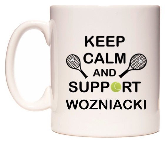 This mug features Keep Calm And Support Wozniacki