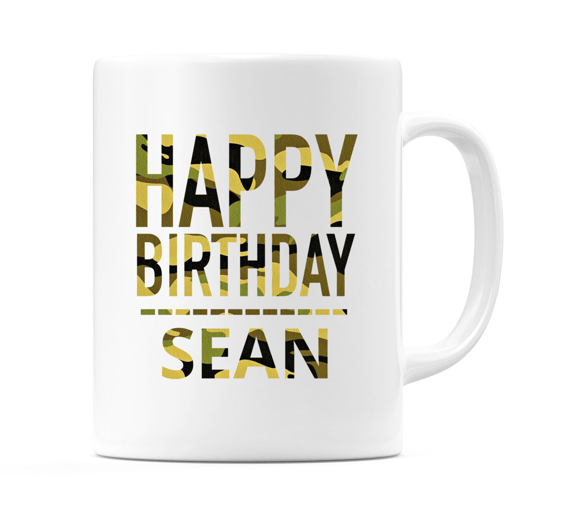 Happy Birthday Sean (Camo) Mug Cup by WeDoMugs