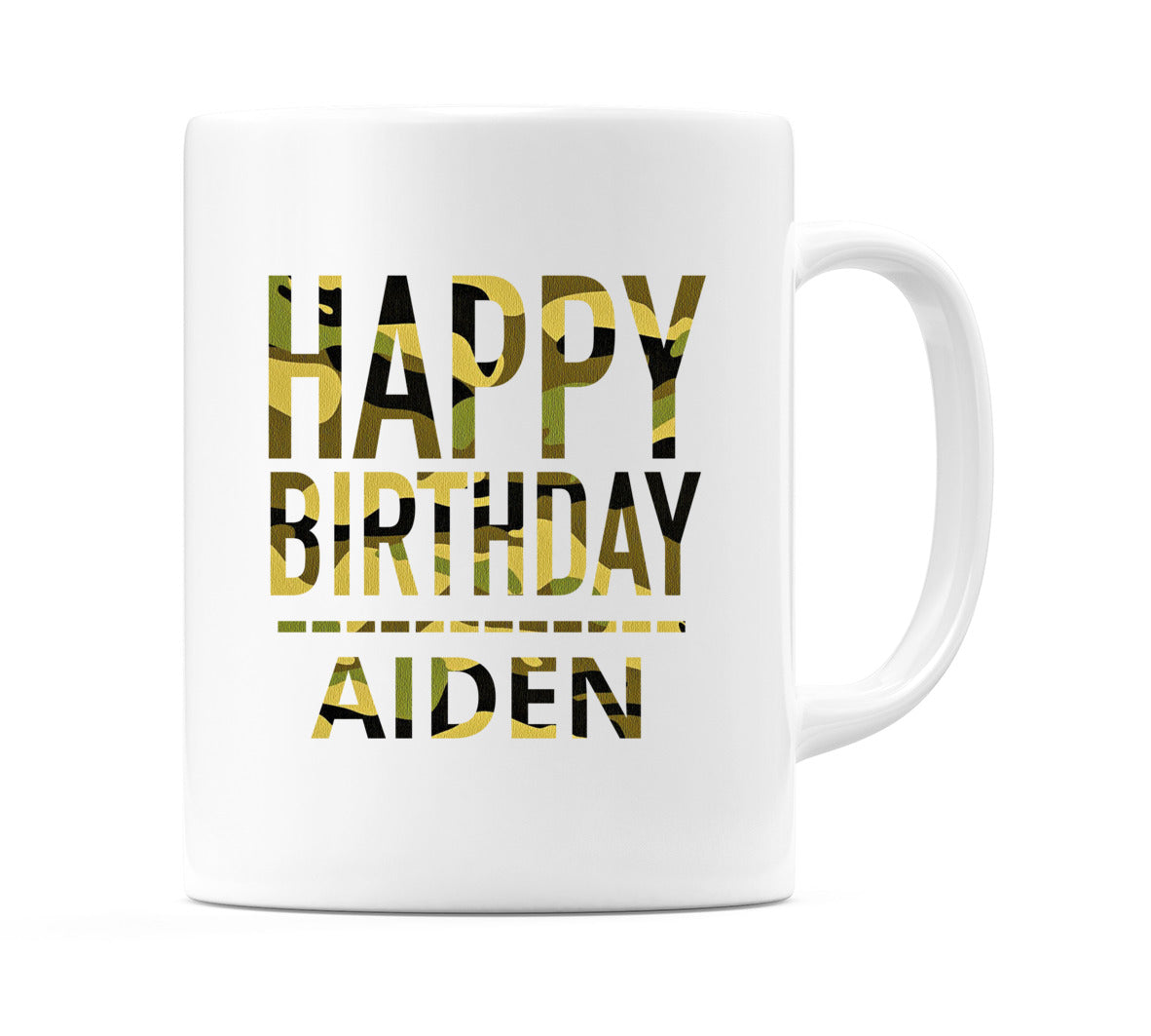Happy Birthday Aiden (Camo) Mug Cup by WeDoMugs