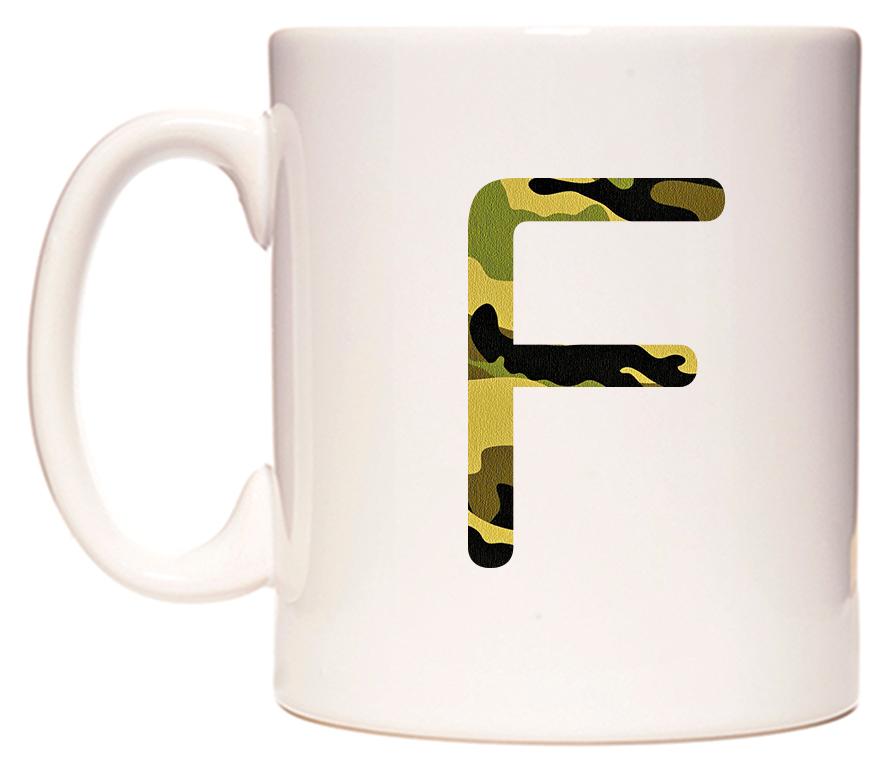 Letter F in Camo Style Mug
