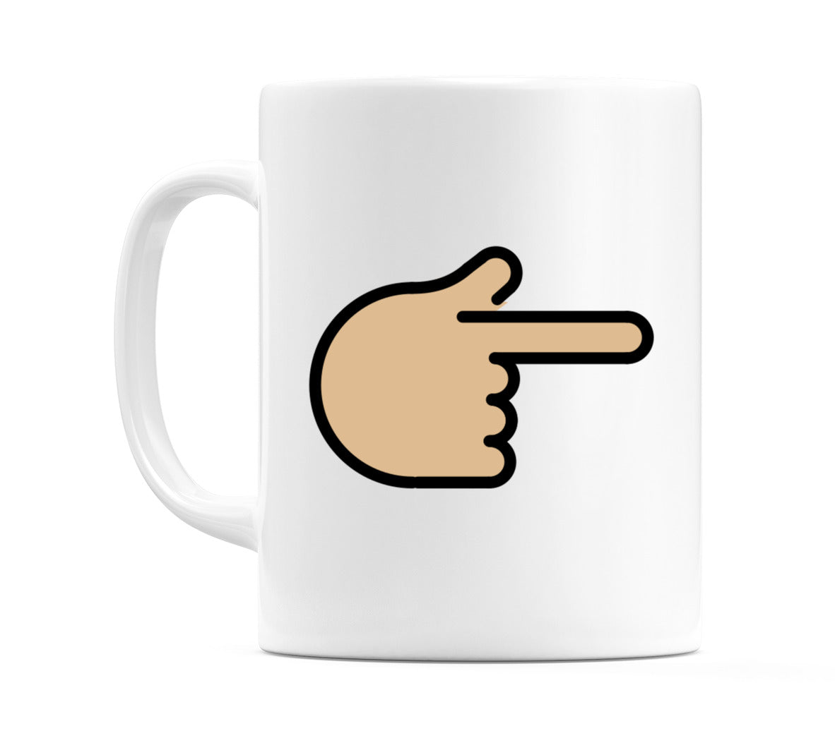 Backhand Index Pointing Right: Medium-Light Skin Tone Emoji Mug