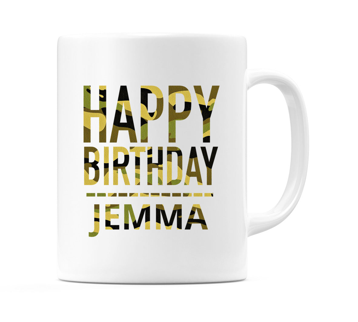 Happy Birthday Jemma (Camo) Mug Cup by WeDoMugs