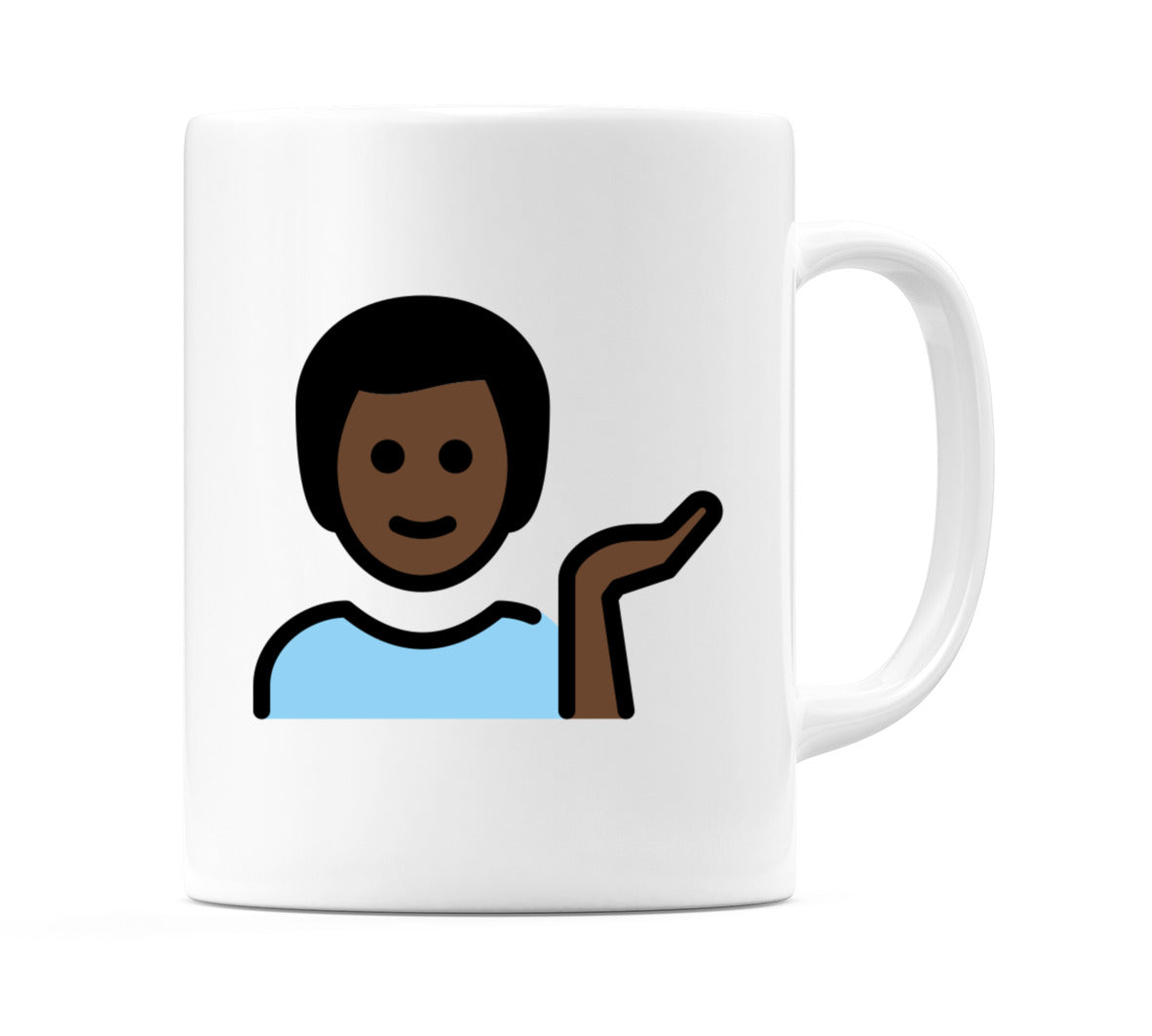Male Tipping Hand: Dark Skin Tone Emoji Mug