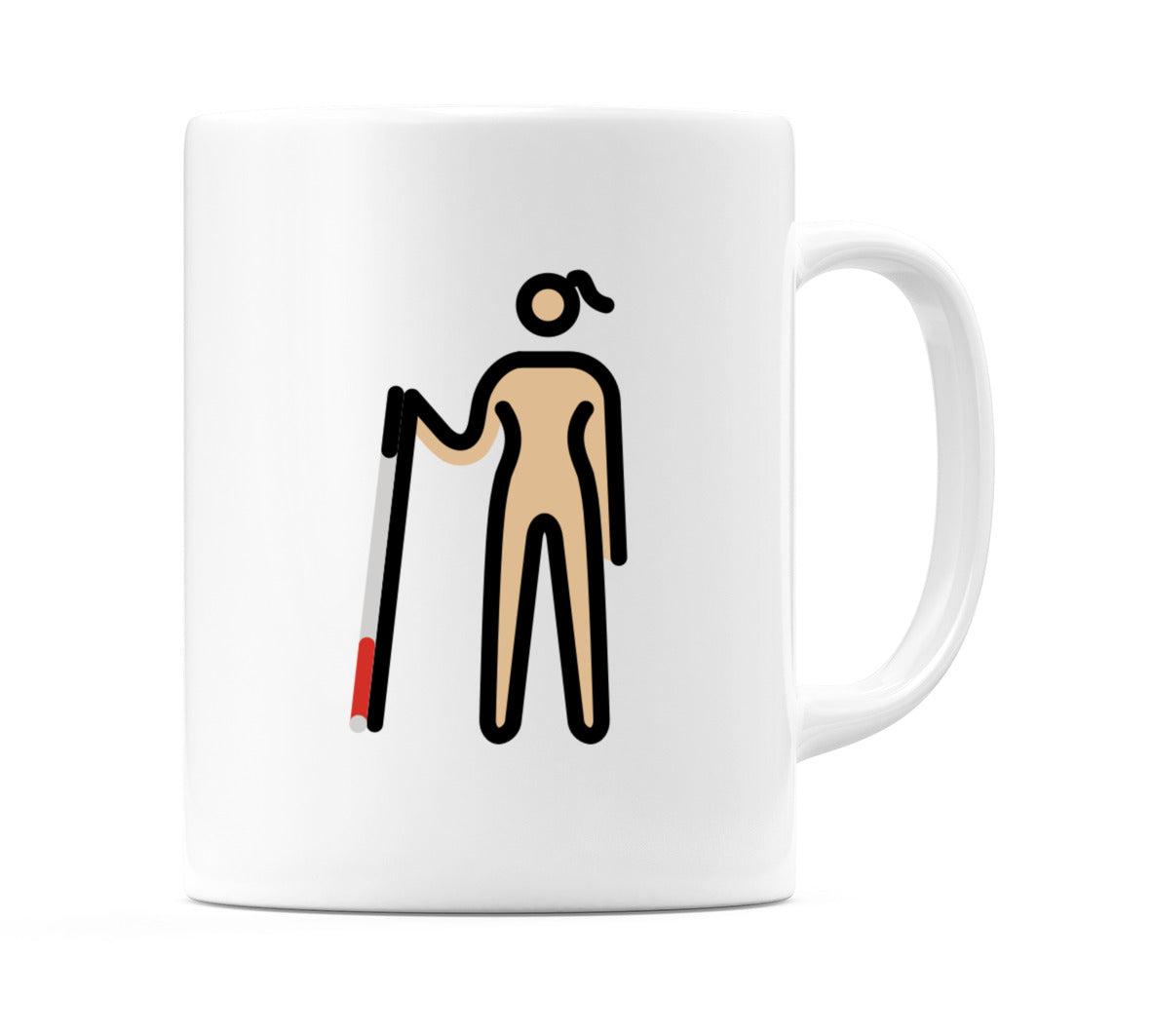 Female With Probing Cane: Medium-Light Skin Tone Emoji Mug