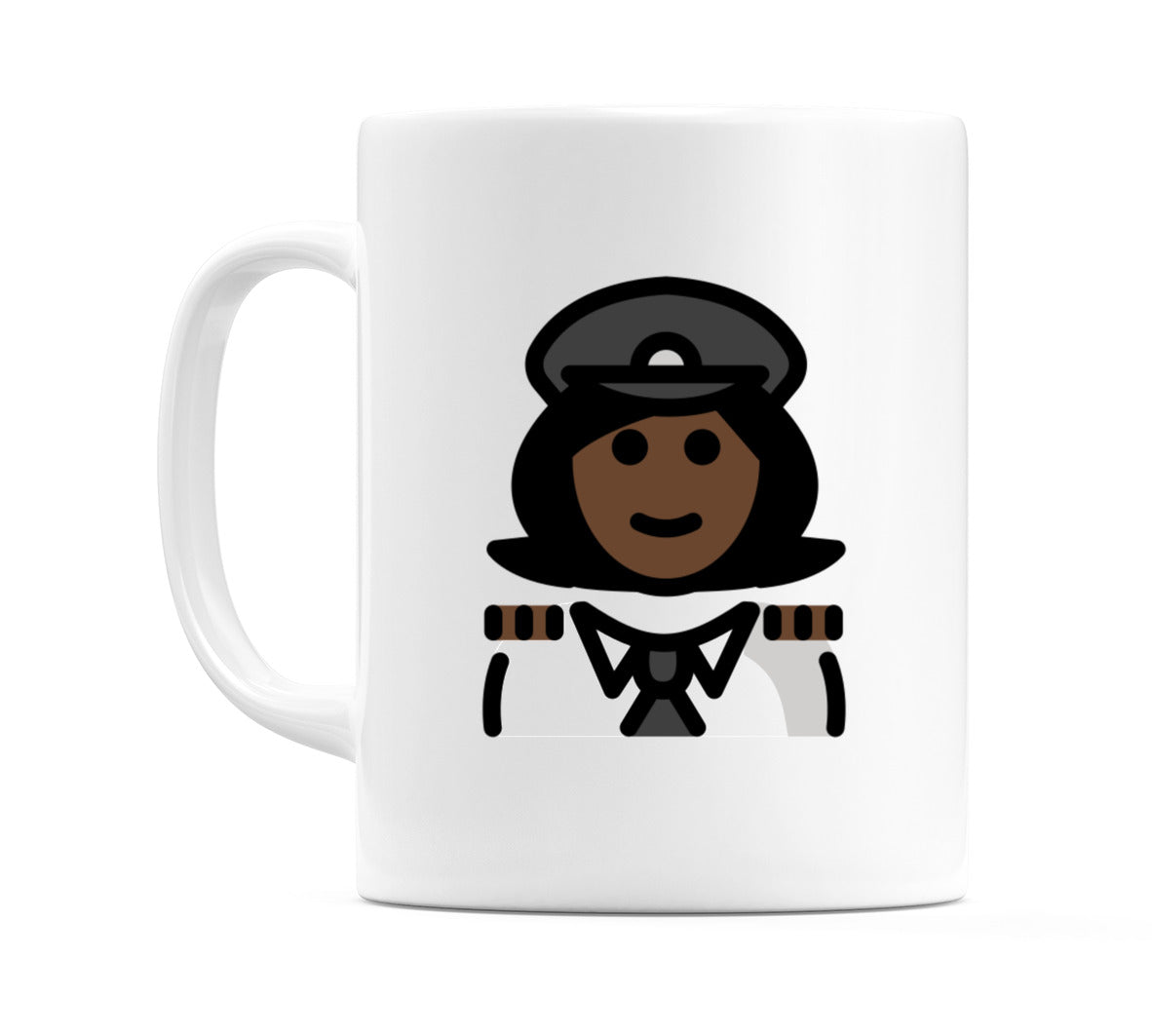Female Pilot: Dark Skin Tone Emoji Mug
