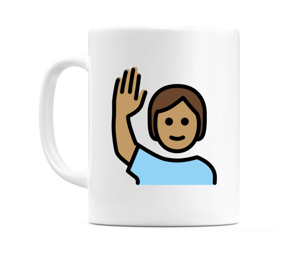 Person Raising Hand: Medium Skin Tone Emoji Mug
