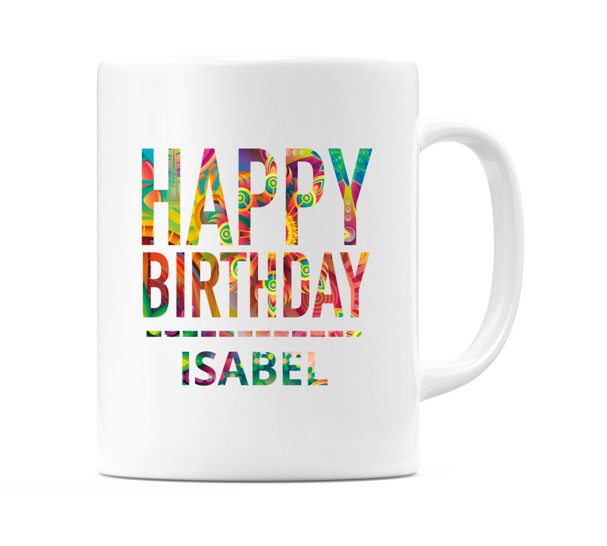Happy Birthday Isabel (Tie Dye Effect) Mug Cup by WeDoMugs