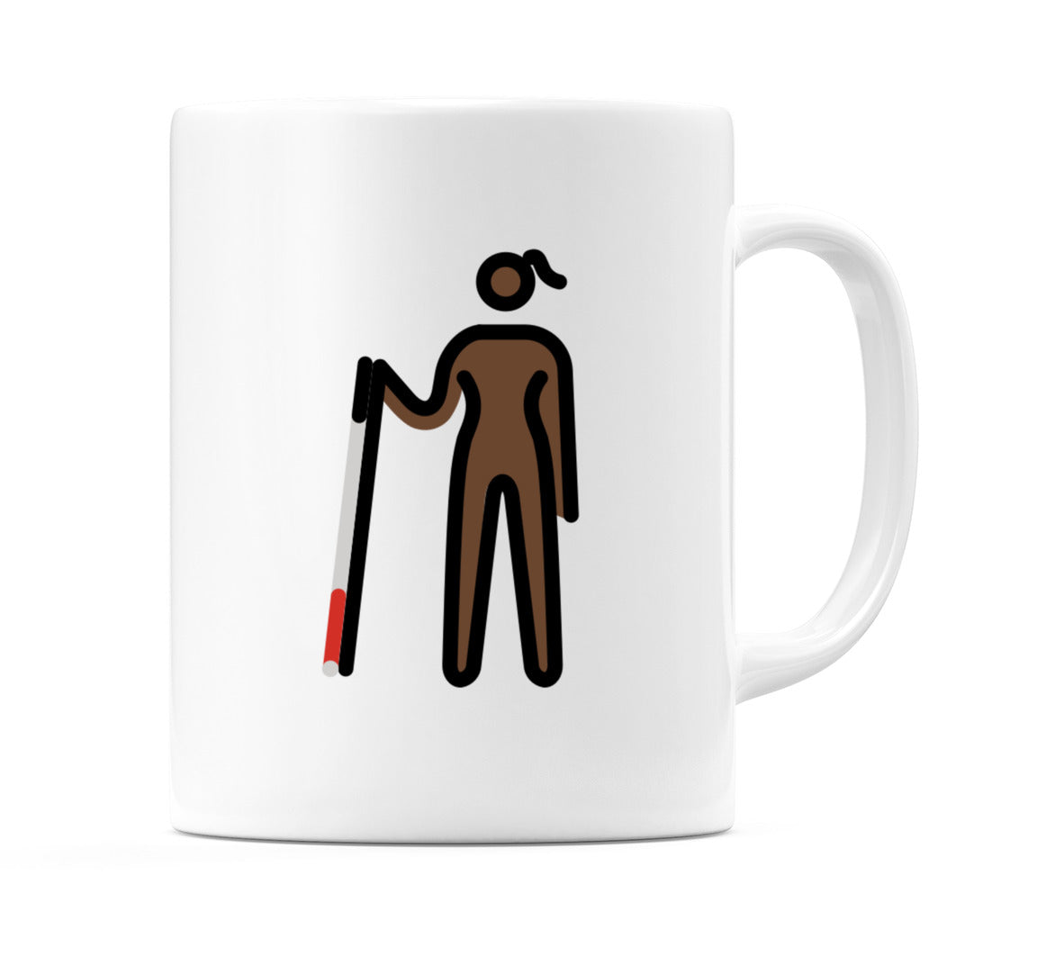 Female With Probing Cane: Dark Skin Tone Emoji Mug