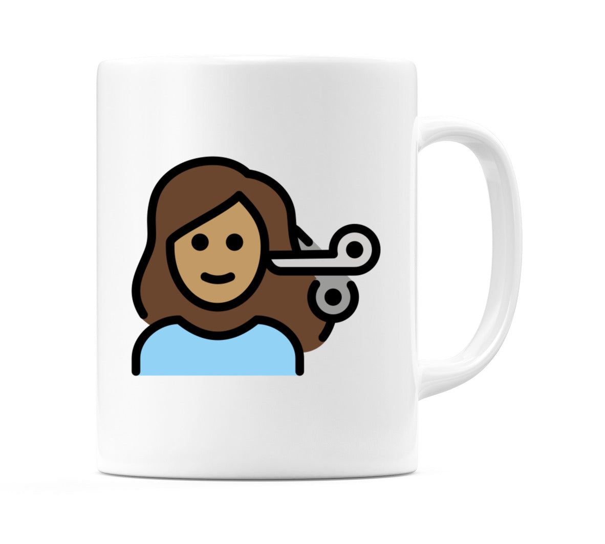 Female Getting Haircut: Medium Skin Tone Emoji Mug