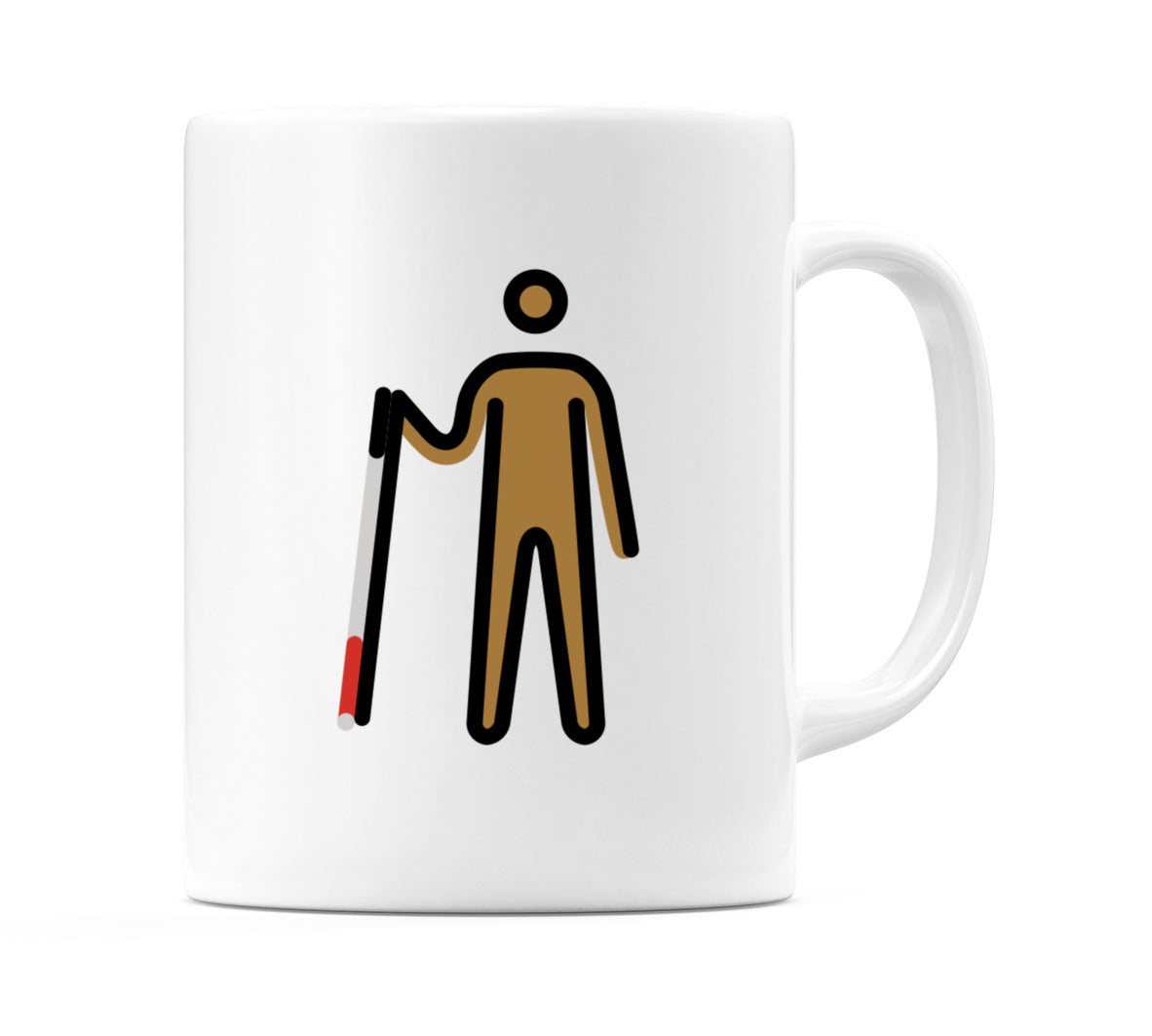 Male With Probing Cane: Medium-Dark Skin Tone Emoji Mug