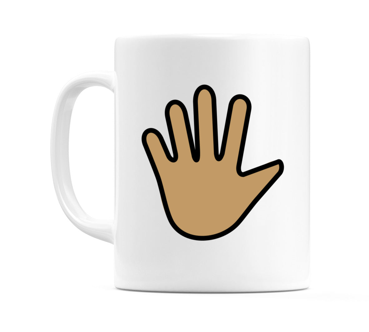 Hand With Fingers Splayed: Medium Skin Tone Emoji Mug