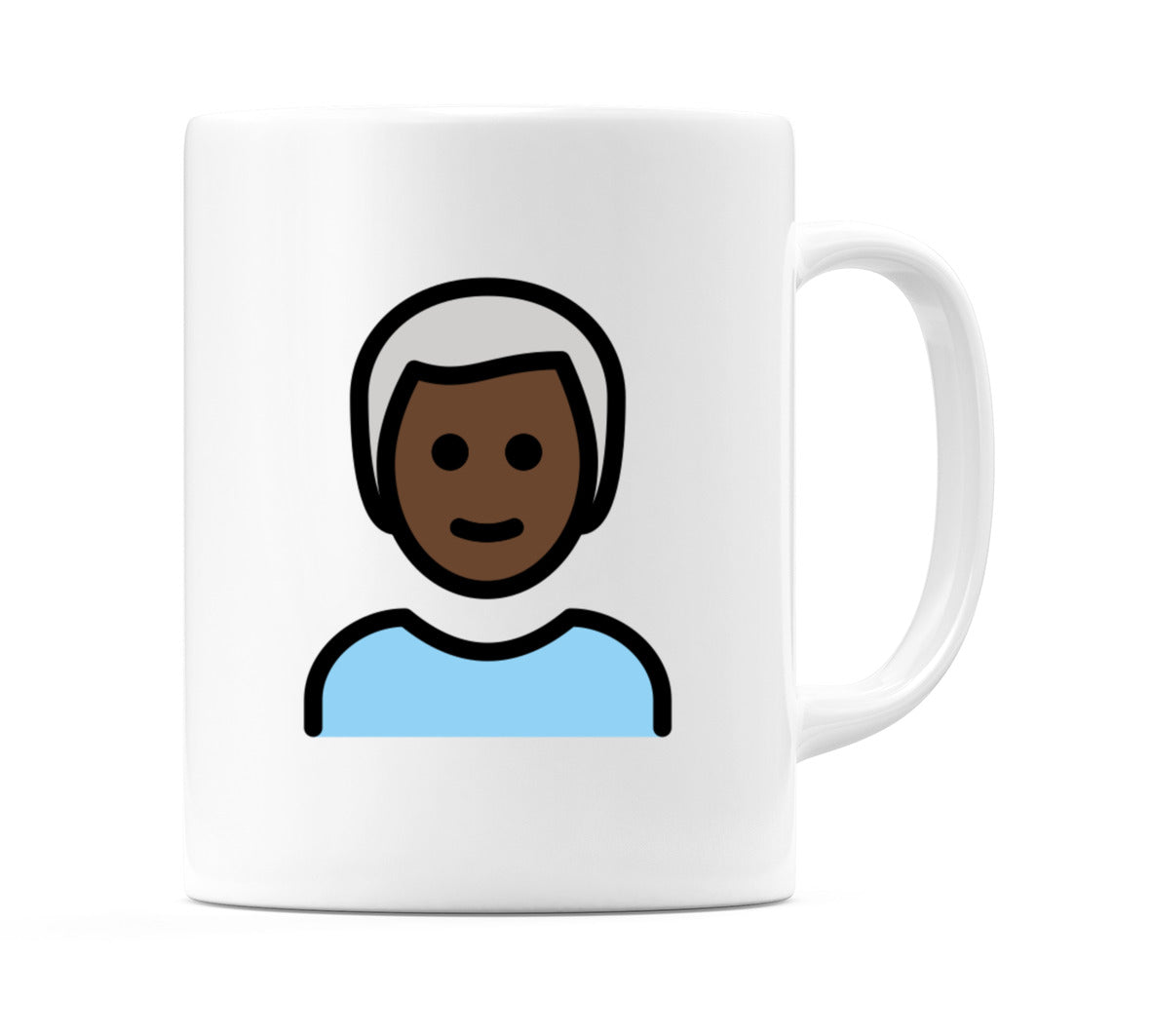 Male: Dark Skin Tone, White Hair Emoji Mug